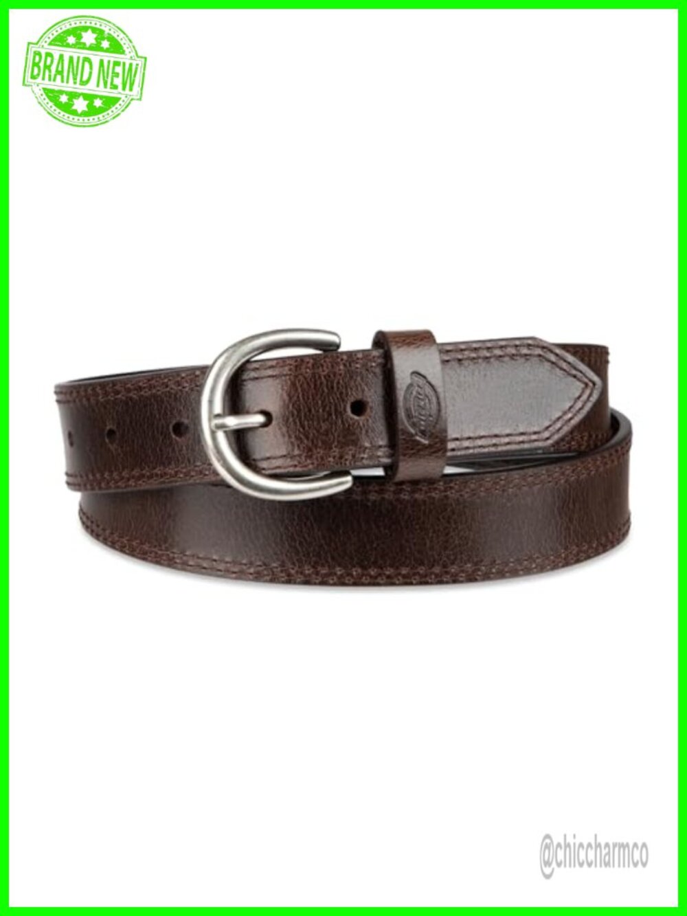 Genuine Leather Casual Jean Workwear Belt with Round Harness Buckle